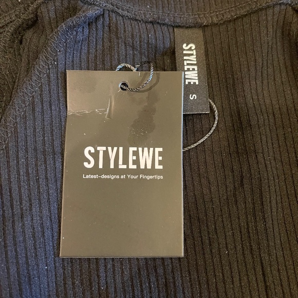 NEW! Stylewe Black Full Zip Ribbed High Neck Cardigan Silver Trim. NWT! - Picture 12 of 15